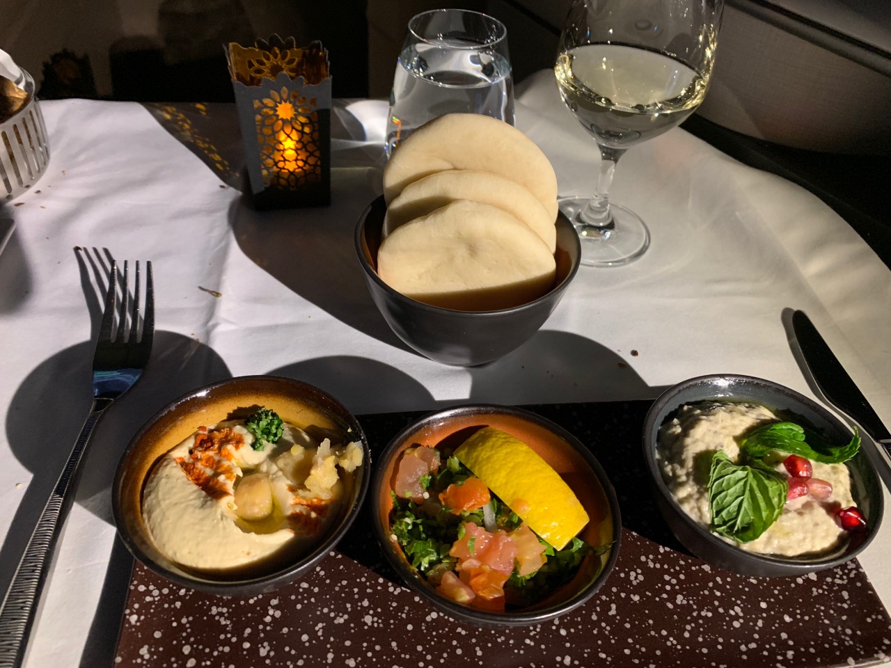 Qatar Qsuites Review: Arabic Mezze