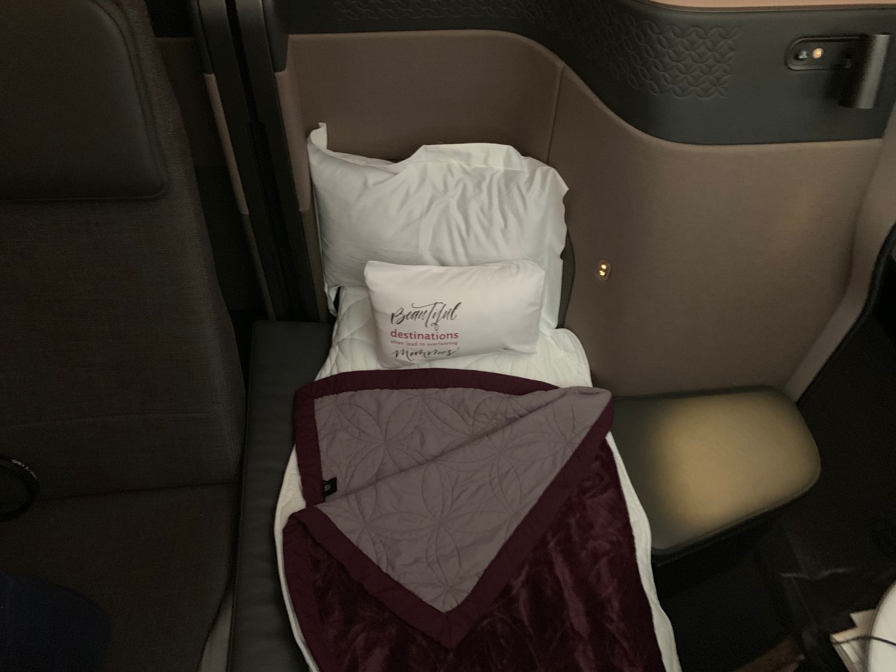 Qatar Qsuites Review: Bed After Turndown Service