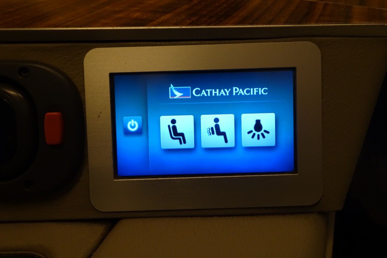 Cathay Pacific First Class Seat and Lighting Touch Screen Controls