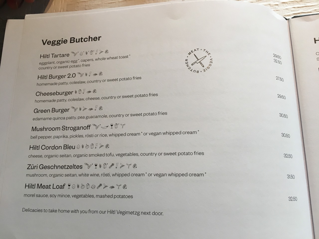 Hiltl Menu: Veggie Butcher