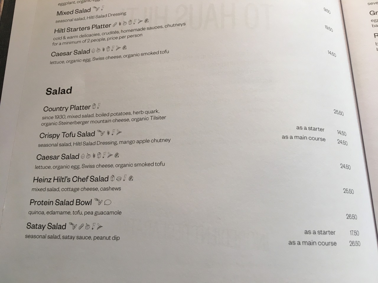 Hiltl Menu: Salads