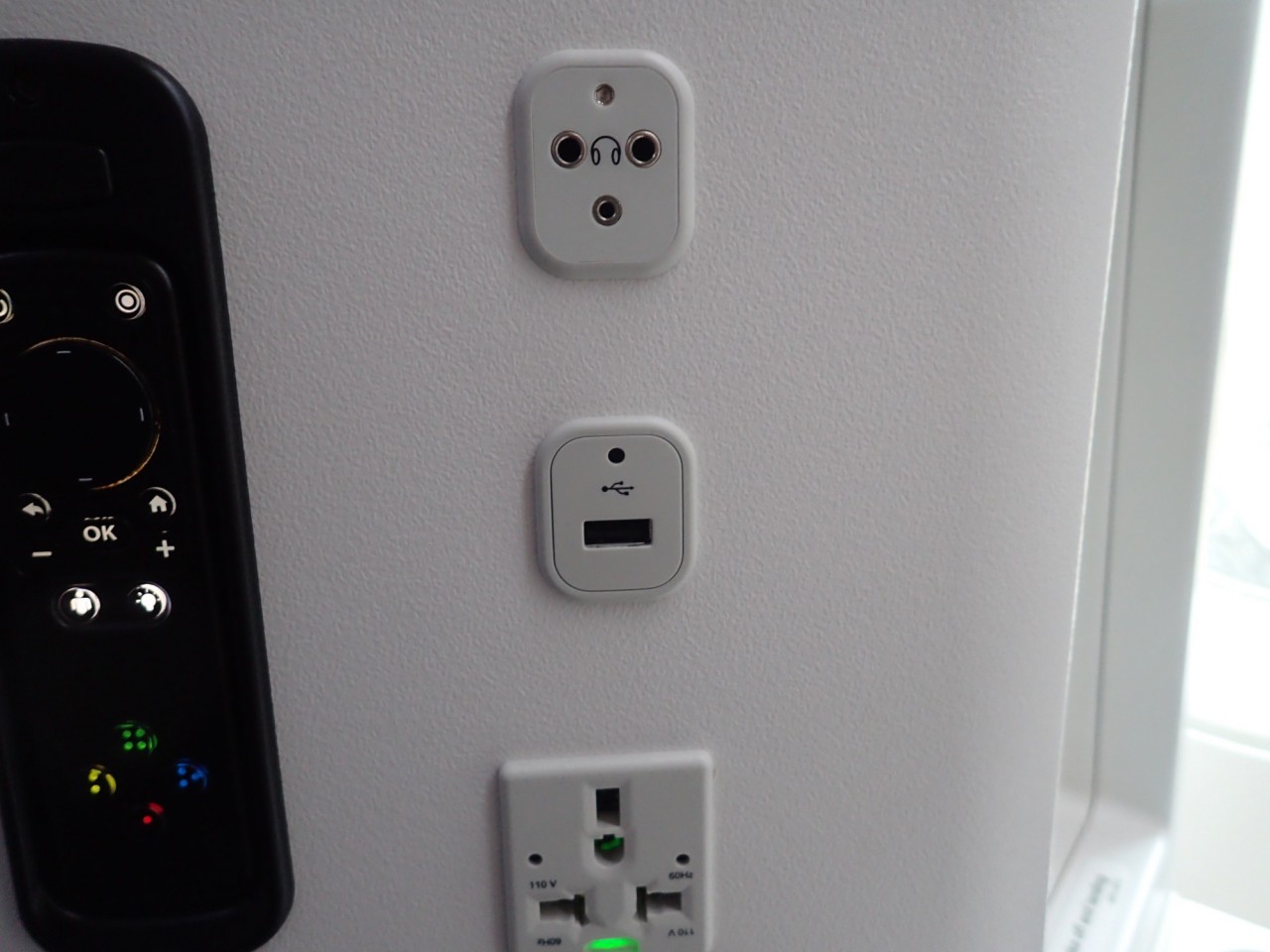 Finnair Business Class Power Outlet, Headset Jack