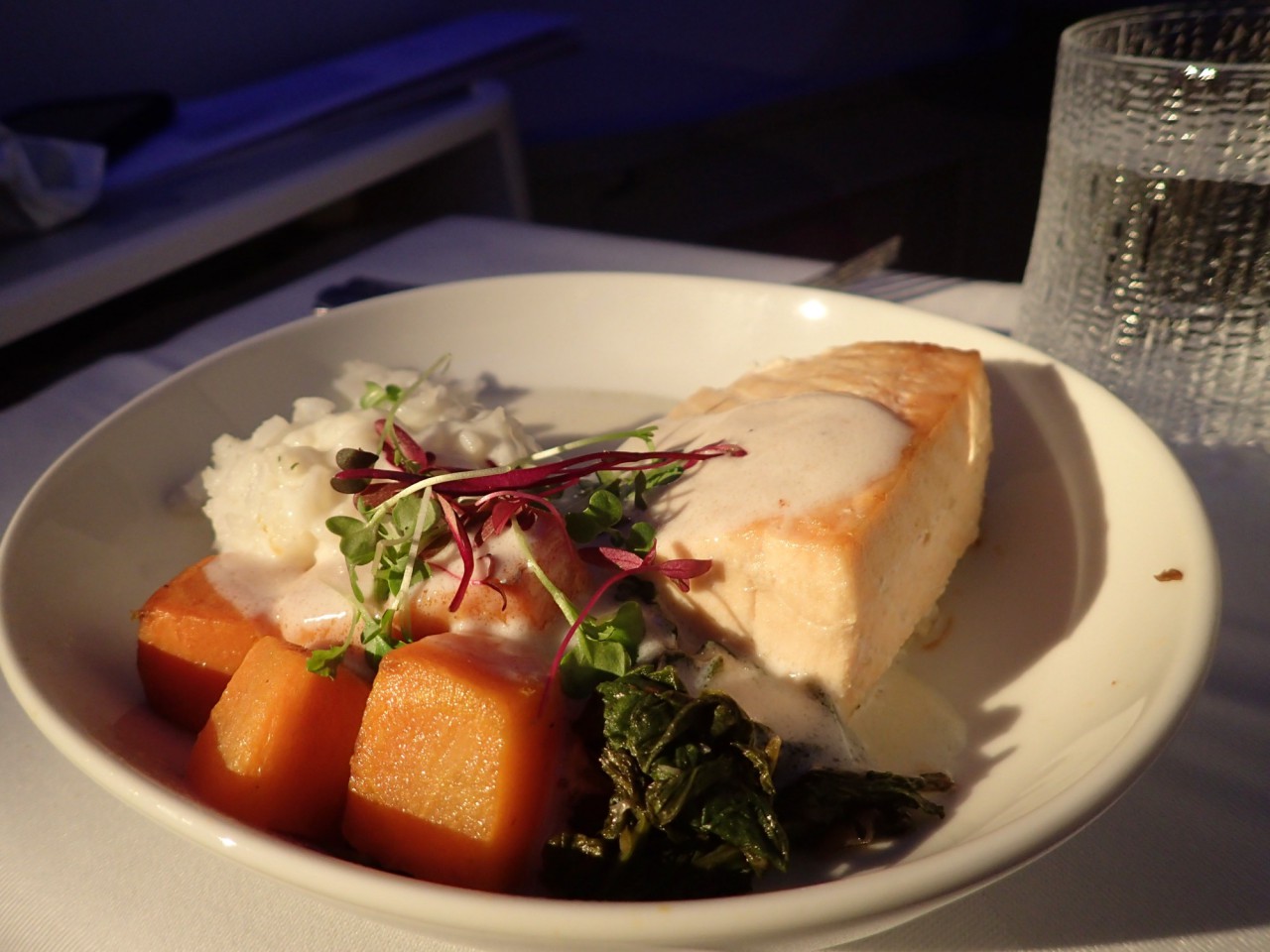 Finnair Business Class: Perfectly Cooked Salmon
