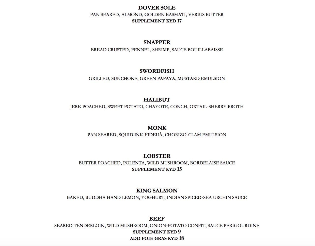 Blue by Eric Ripert, Grand Cayman Menu-Lightly Cooked