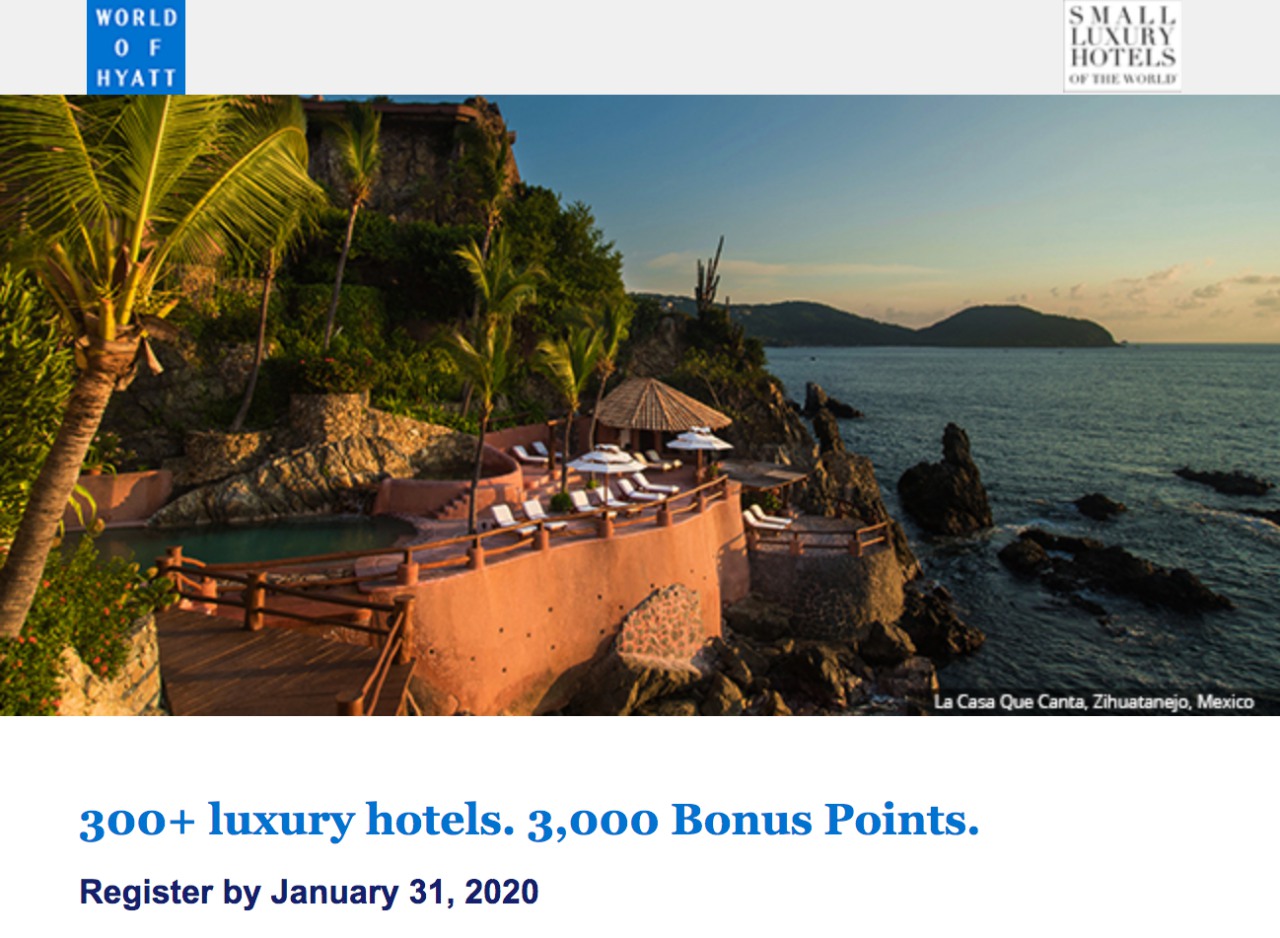 Hyatt: SLH Hotels-3000 Bonus Points per Stay