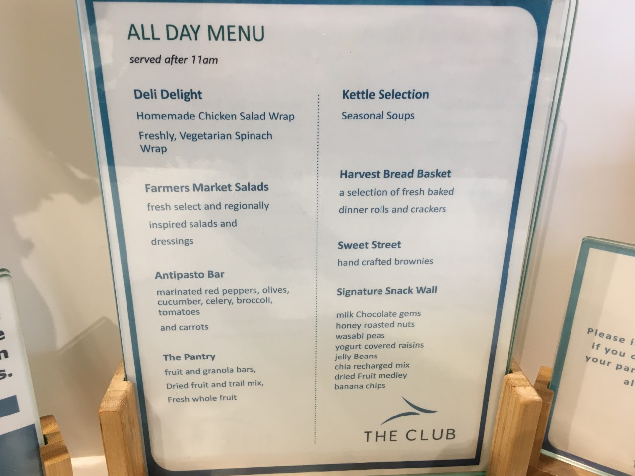 All Day Menu, The Lounge, Boston Airport Review