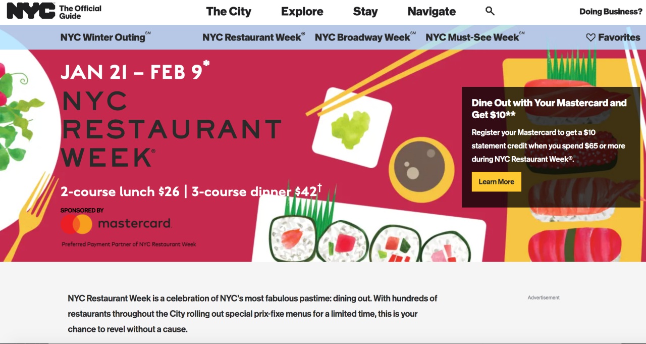 NYC Restaurant Week Top Picks and 10 Off with Mastercard