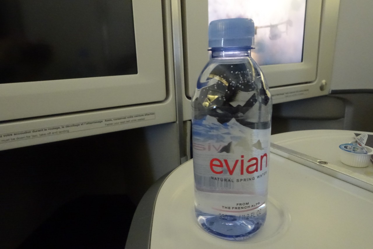 Evian Bottled Water, Air France Business Class Review