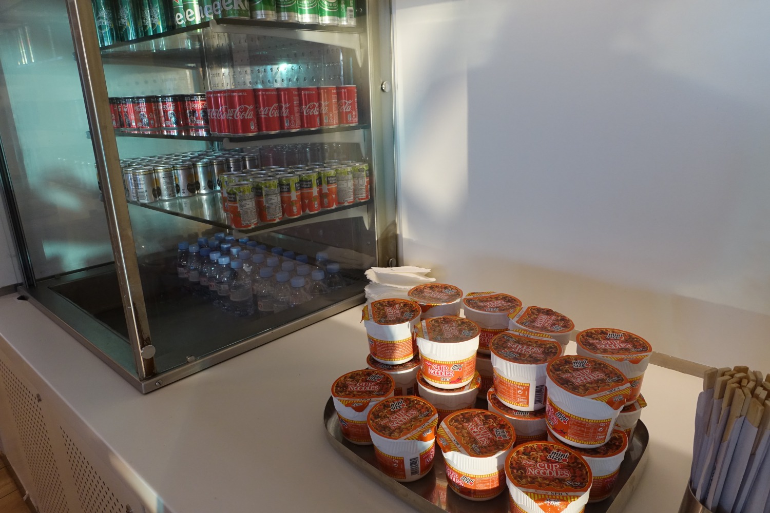 Cup Noodles and Soft Drinks, Air France Lounge Review, Paris CDG Terminal 2E