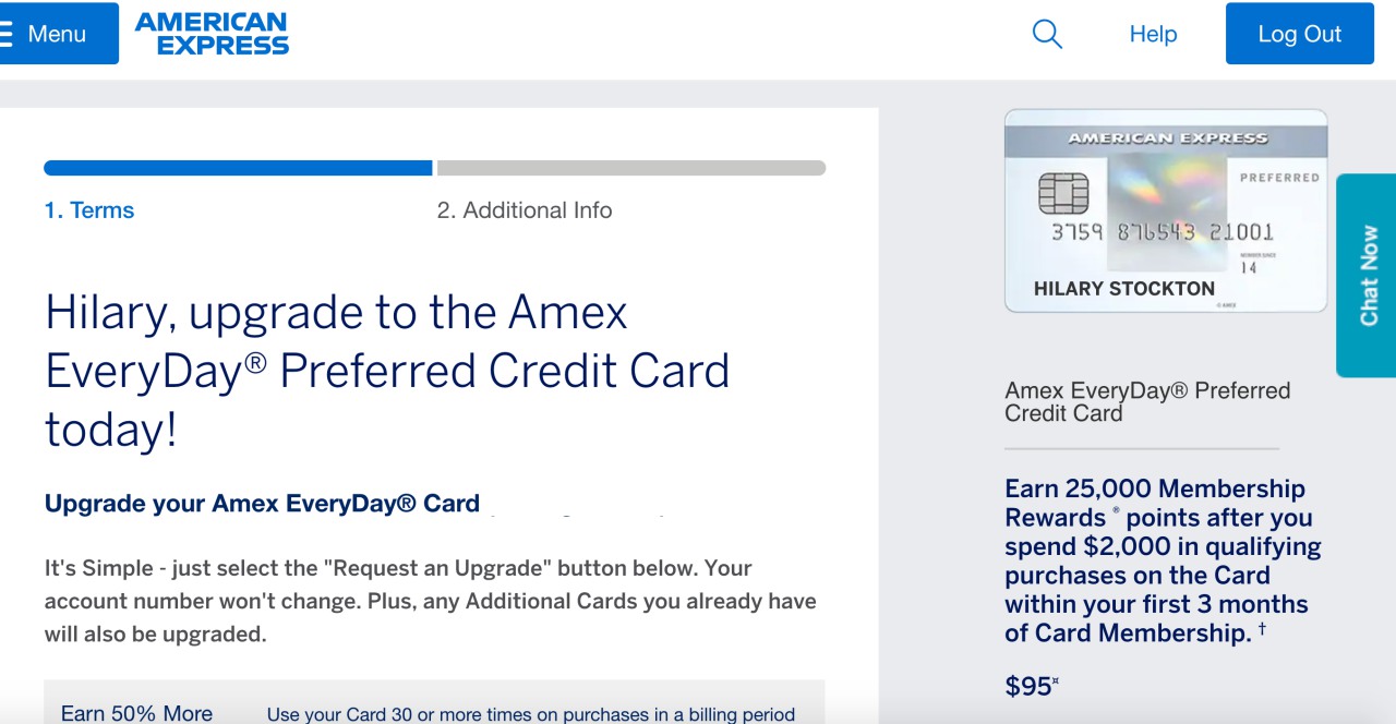AMEX EveryDay 25K Upgrade Offer to AMEX EveryDay Preferred