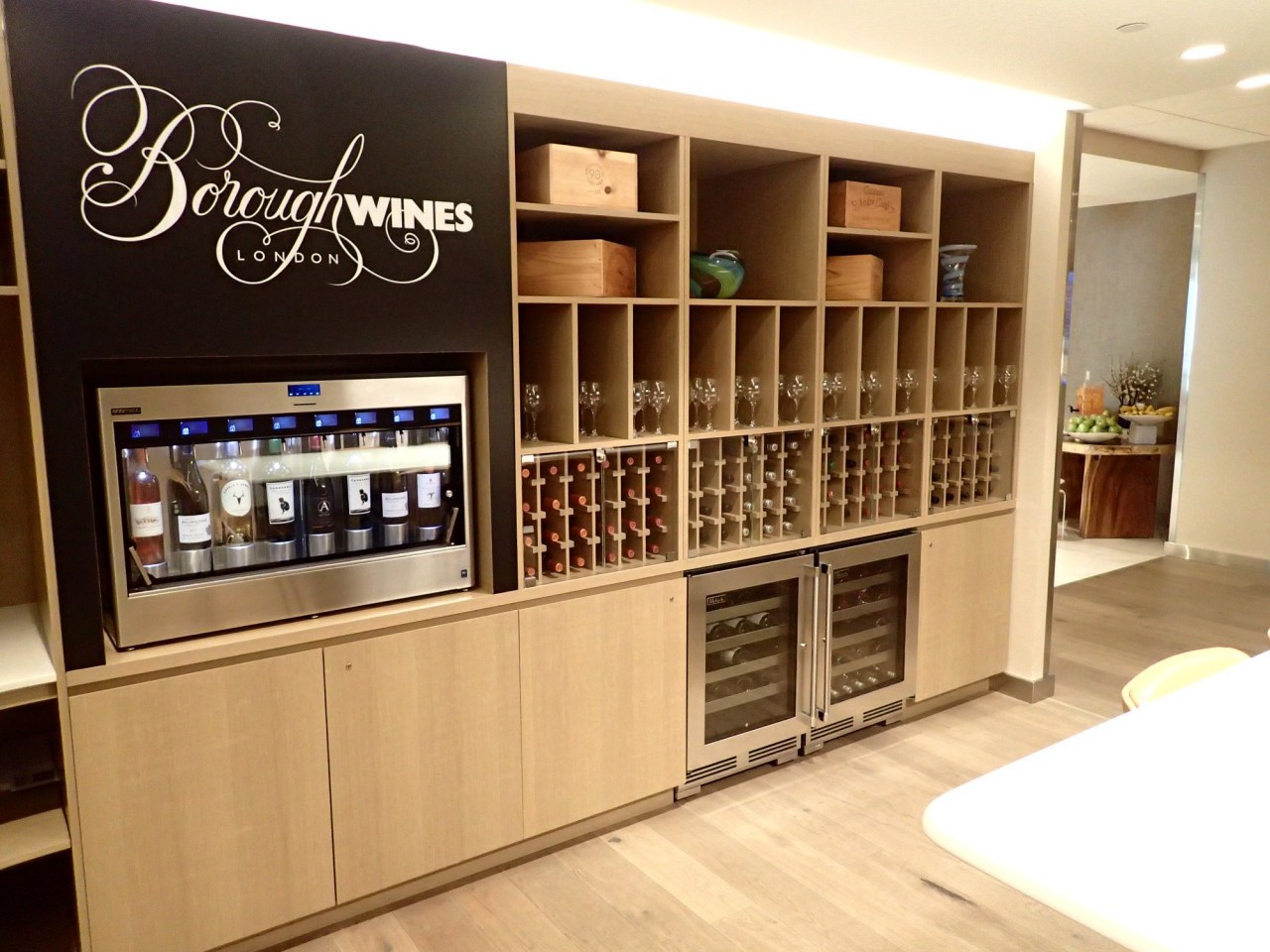 British Airways First Class Lounge JFK Borough Wines Dispenser