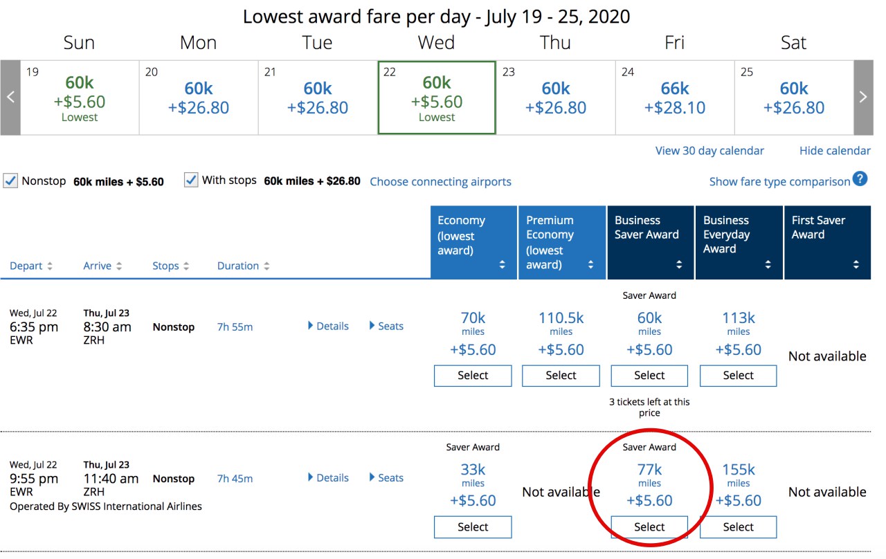 United Partner Award Chart Devaluation: SWISS Business Class to Europe Increases to 77,000 MileagePlus miles