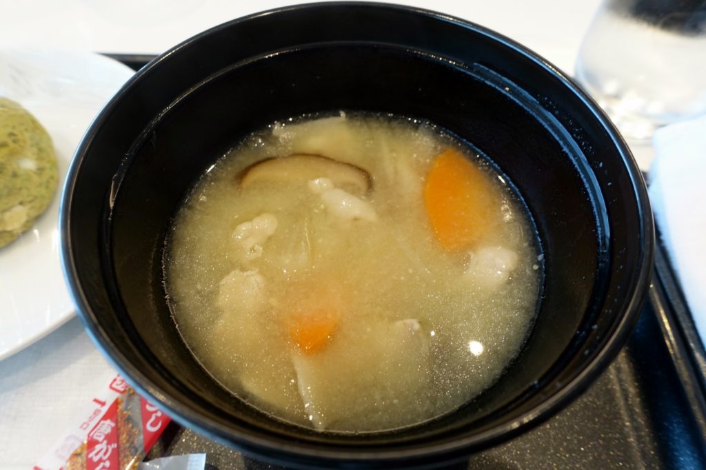 Pork Miso Soup, JAL Sakura Lounge Skyview Tokyo Haneda Review