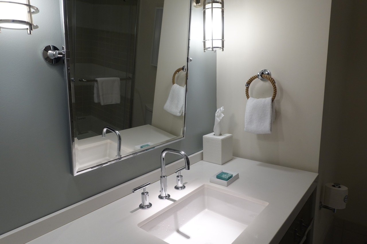 Single Sink, Oceanfront Room Bathroom, The Cliff House Maine Review