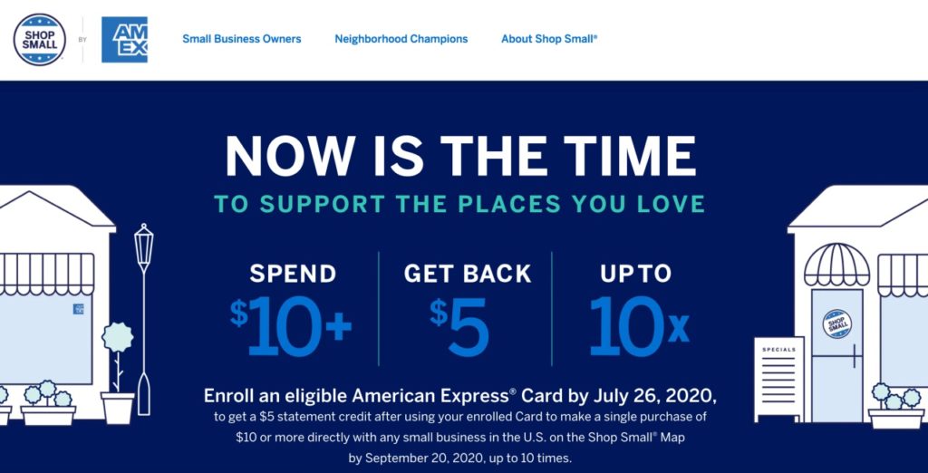AMEX Shop Small 2020 Up to 50 Statement Credit