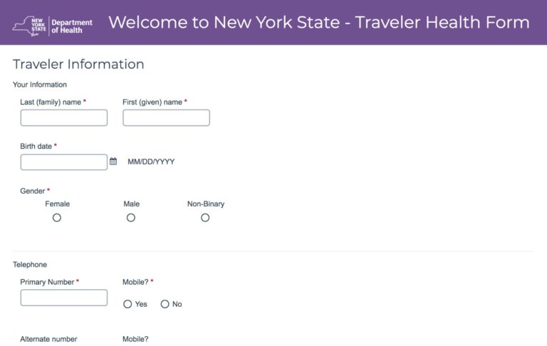 Traveler health form new york как заполнять