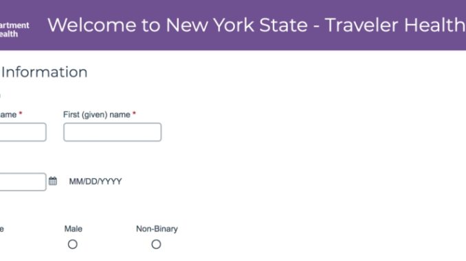New York State Health Form Required or $2000 Fine