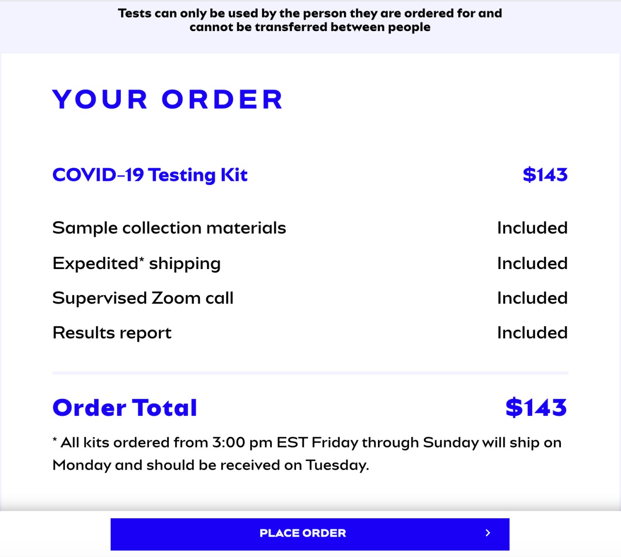 JetBlue COVID-19 PCR Test Cost: $143