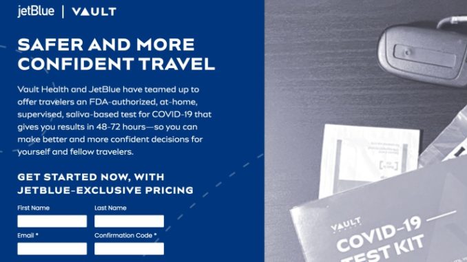 JetBlue COVID-19 PCR Test-Vault Health