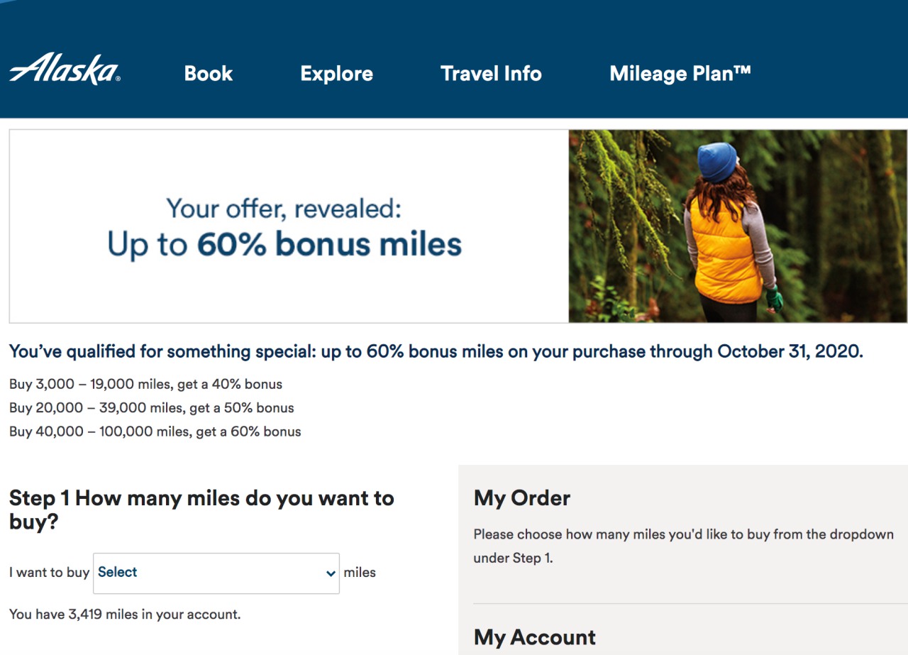 Buy Alaska Miles 60% Bonus 2020