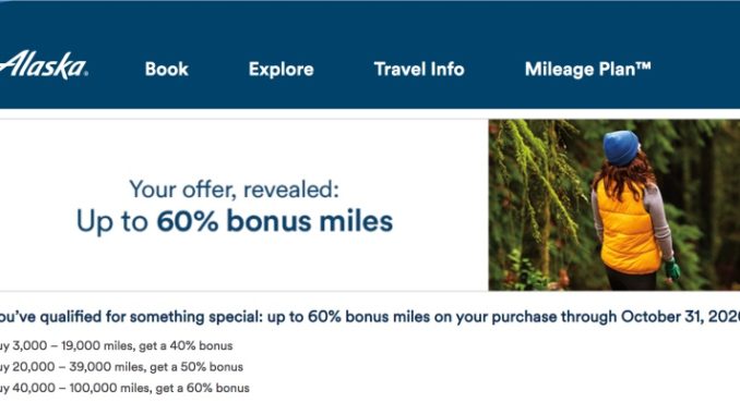 Buy Alaska Miles with 60 Percent Bonus 2020
