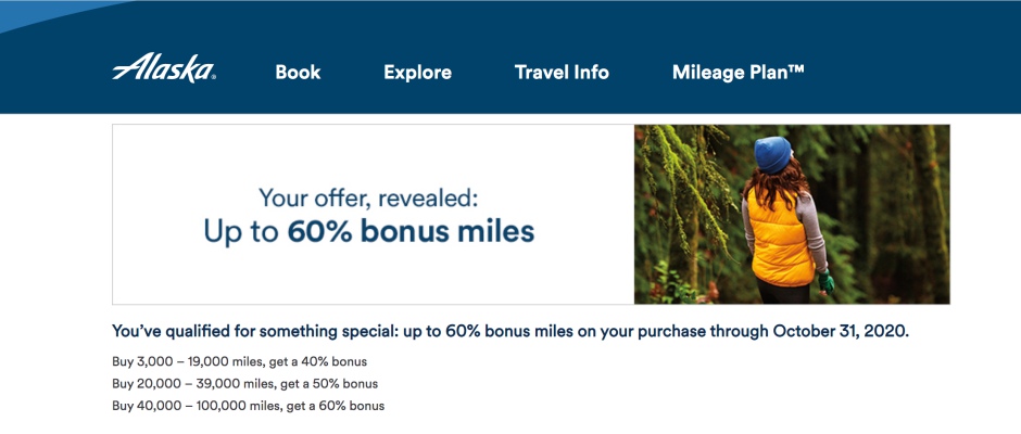 Buy Alaska Miles with 60 Percent Bonus 2020