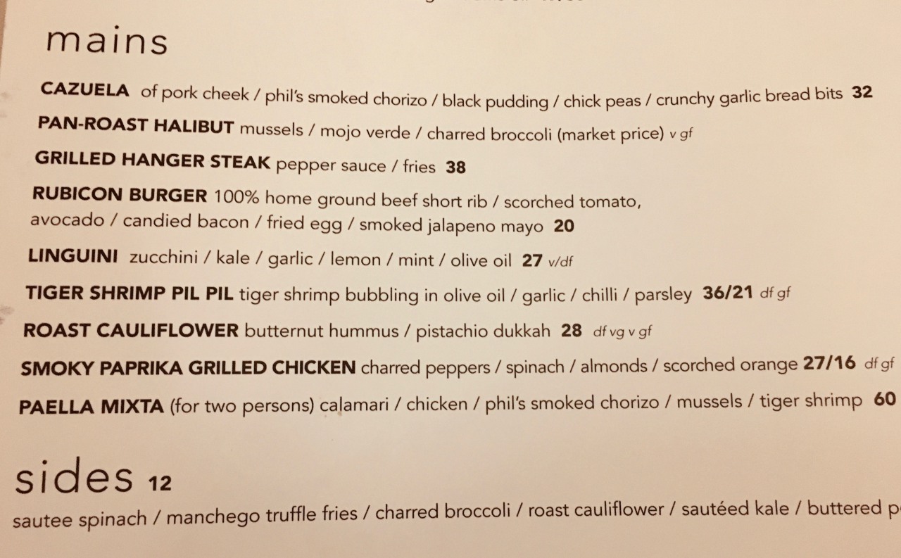 Bolero Brasserie Bermuda Menu