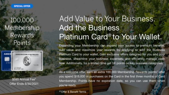 100K AMEX Business Platinum Offer 2021
