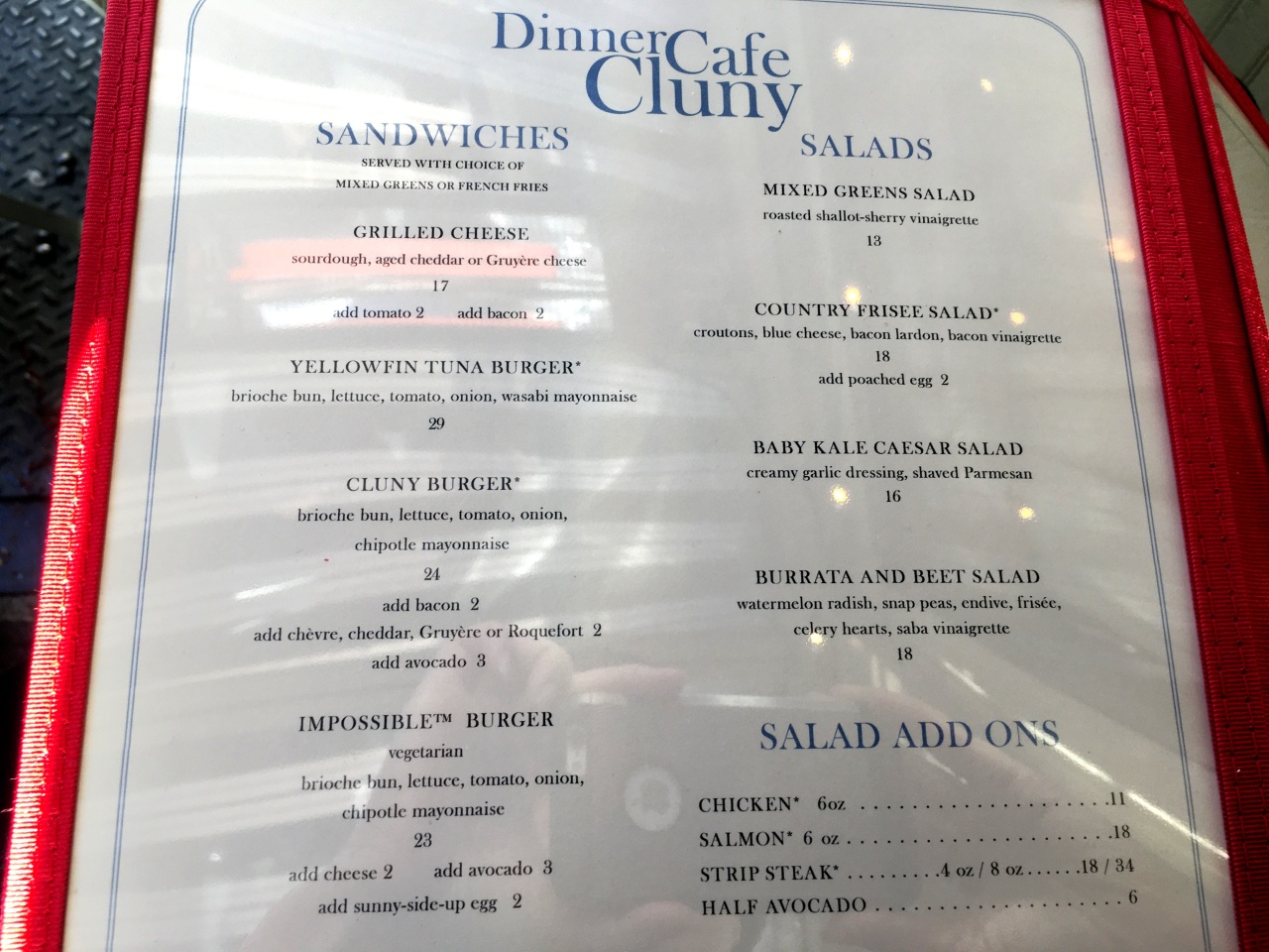 Cafe Cluny NYC Menu: Sandwiches and Salads