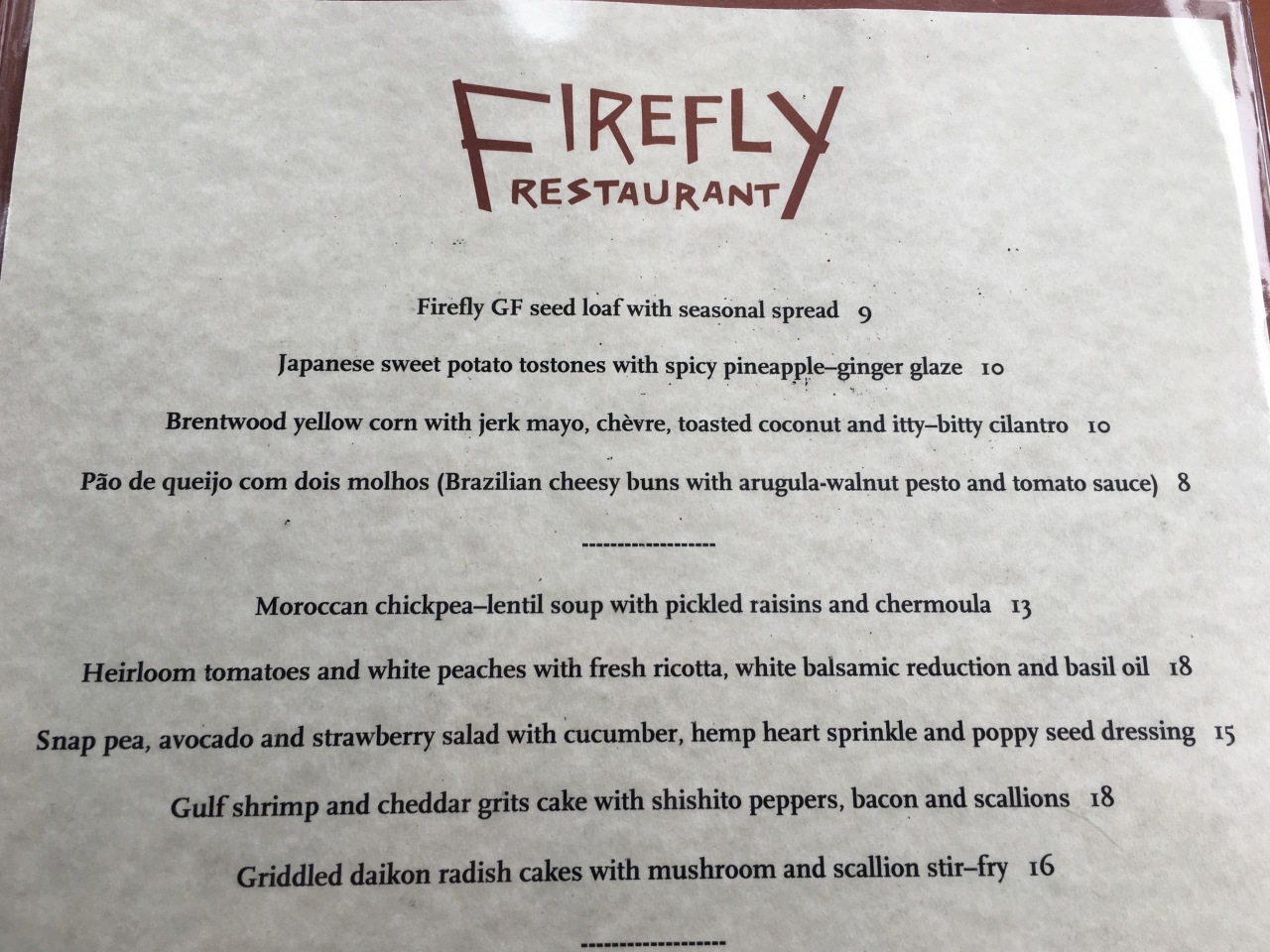 Firefly San Francisco Menu