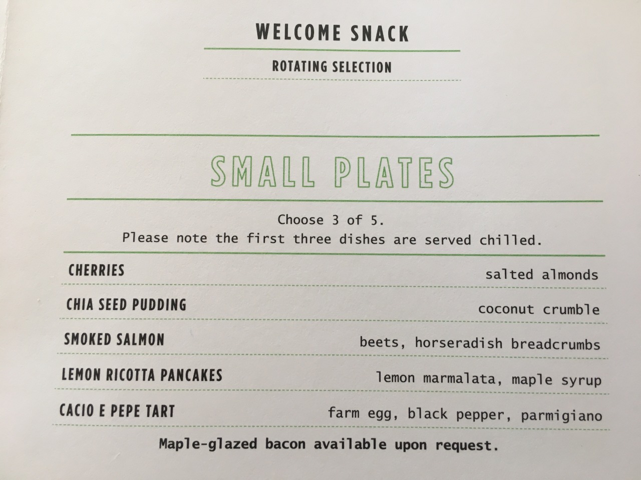 JetBlue Mint Breakfast Menu 2021