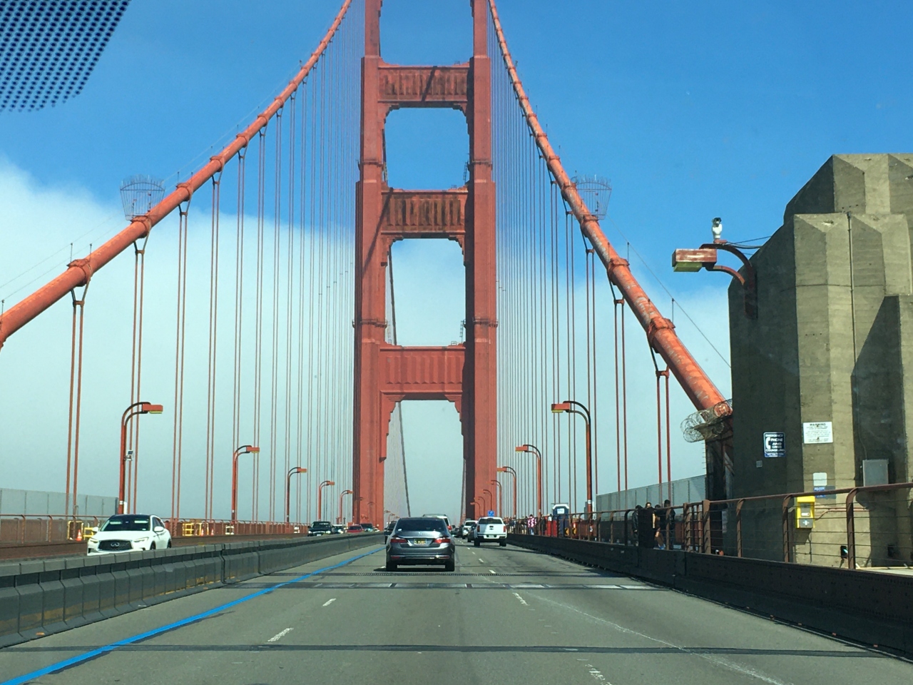 Crossing the Golden Gate Bridge to get to Muir Woods outside San Francisco