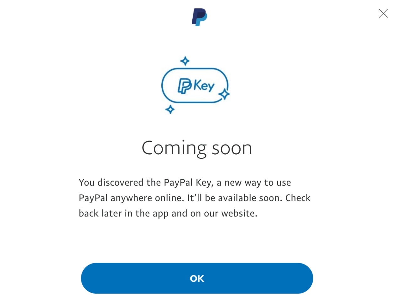 PayPal Key Signup Error