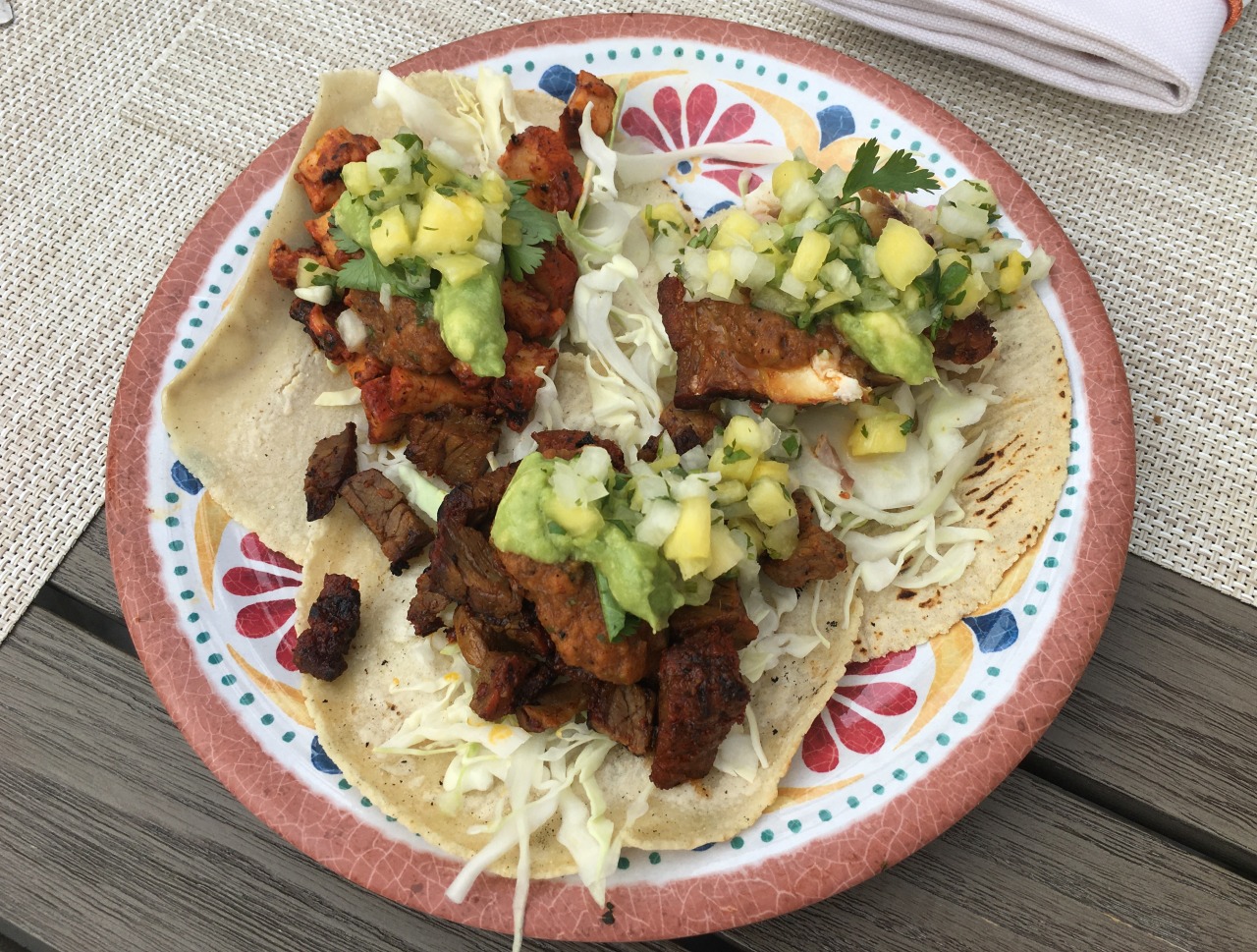 Carne Asada, chicken and fish tacos