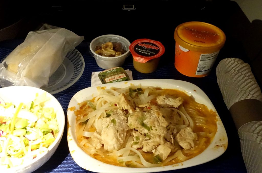 Thai Chicken and Noodles, United Polaris Business Class Review, 777-200