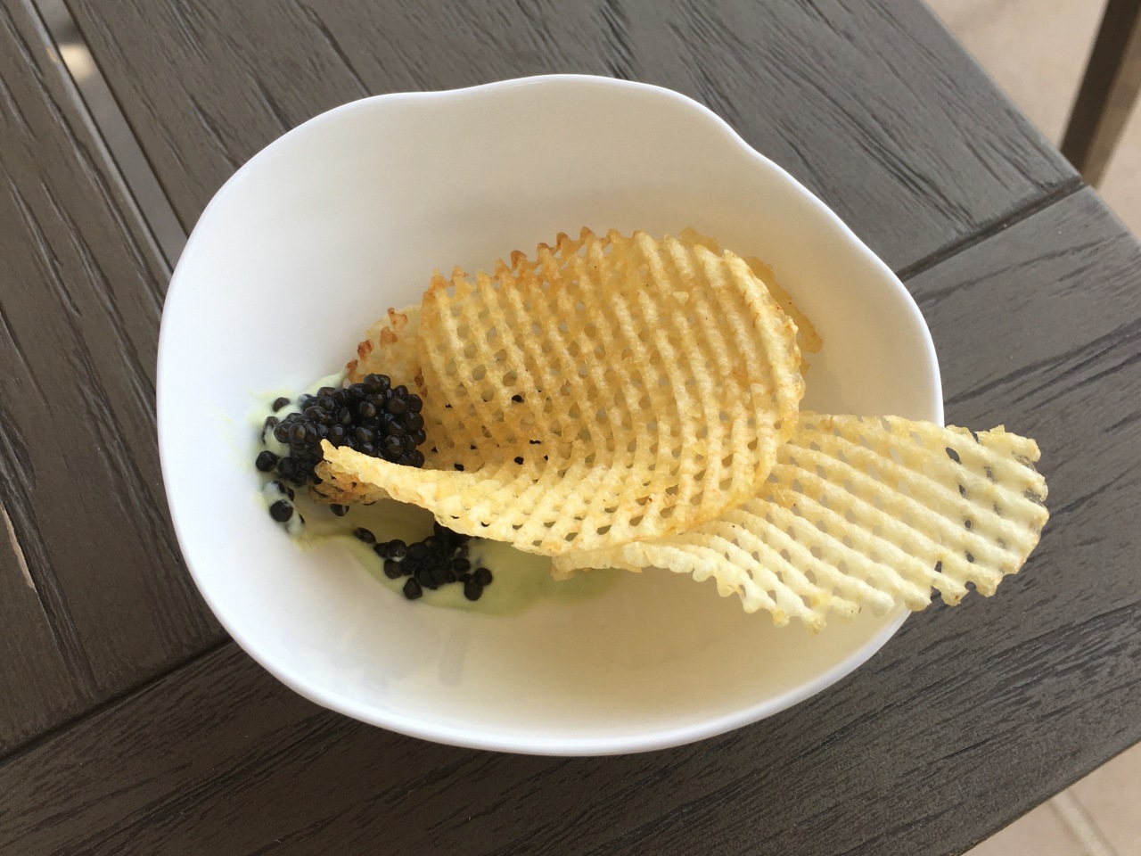 Caviar with green onion dip and gaufrettes, TRUSS at Four Seasons Napa