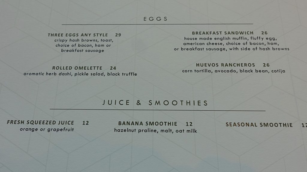 TRUSS Breakfast Menu