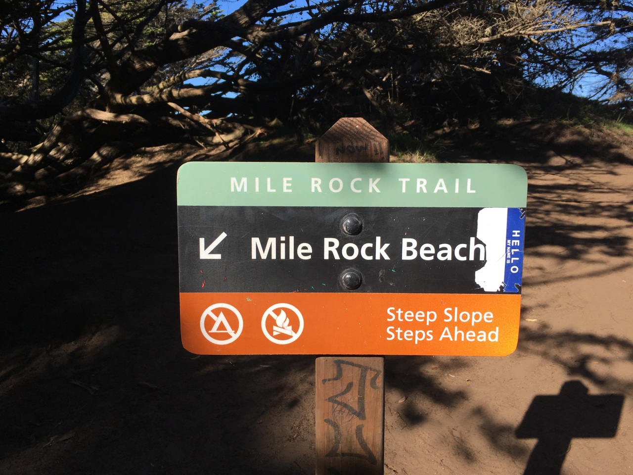 Sign to Mile Rock Beach, Land's End Hike, San Francisco