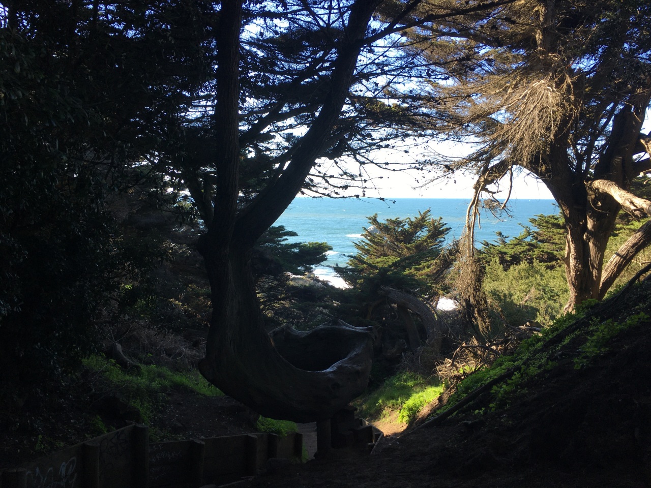 Expect to Descend (and Climb Back Up) Steep Stairs to Mile Rock Beach, Land's End