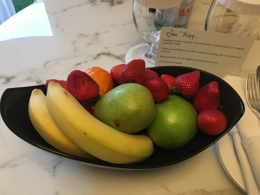 Fresh Fruit Welcome Amenity, Four Seasons Los Angeles at Beverly Hills
