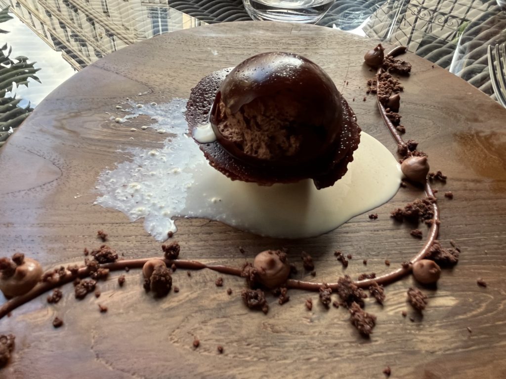 Chocolate Sphere with Smoked Chocolate Ice Cream