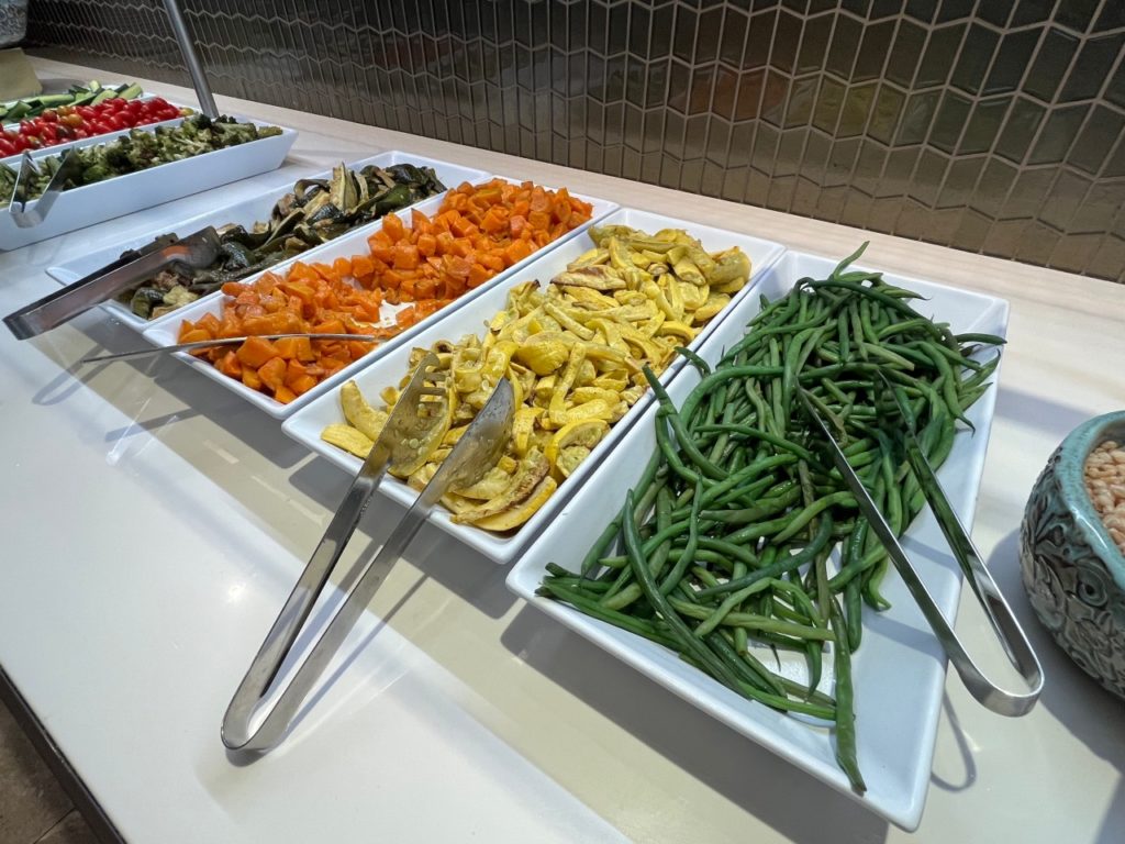Roasted vegetables, United Polaris Lounge SFO
