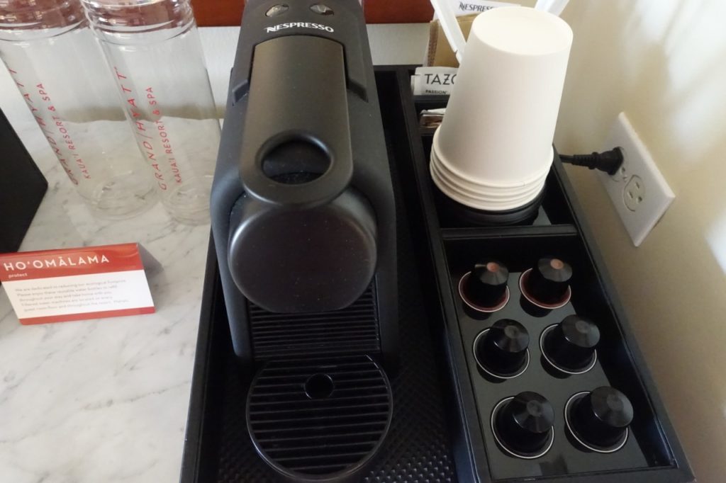 Nespresso Machine and Tazo Tea, Club Room, Grand Hyatt Kauai