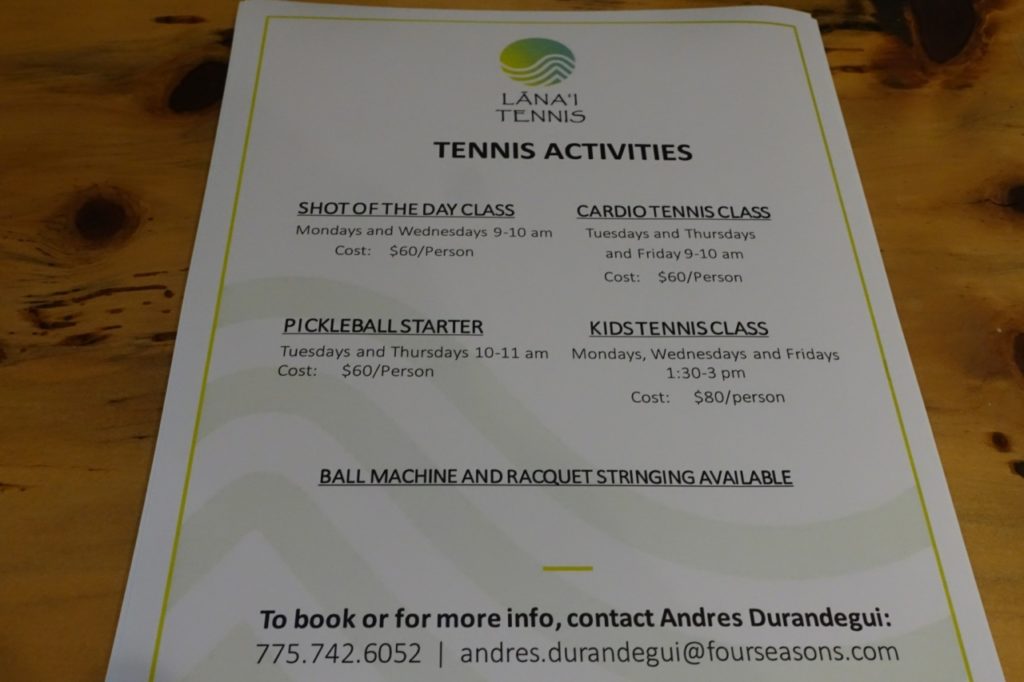 Tennis Clinics, Four Seasons Lanai