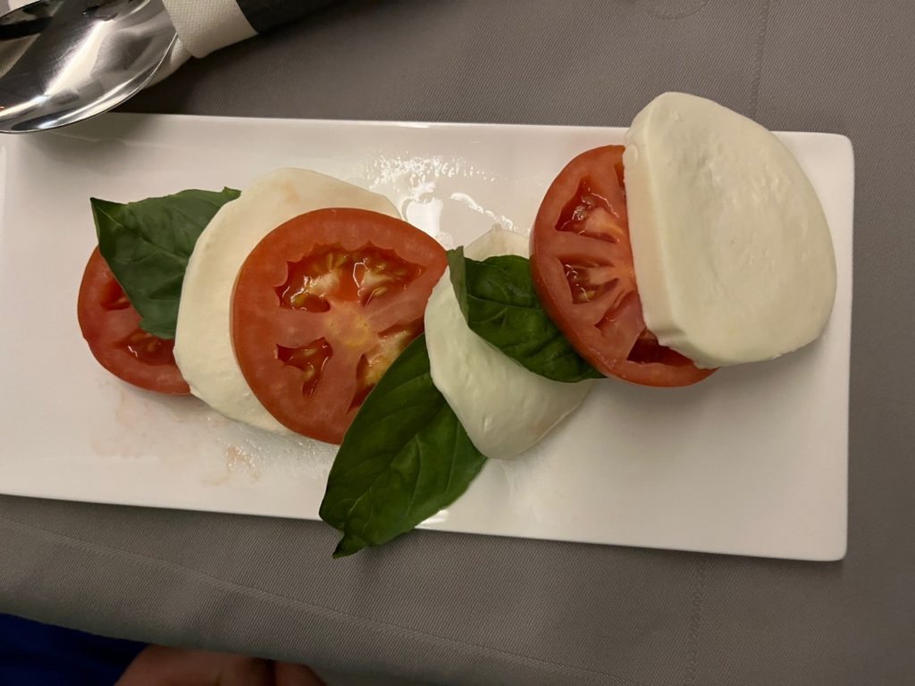 Mozzarella and Tomato Appetizer, Turkish Airlines Business Class 