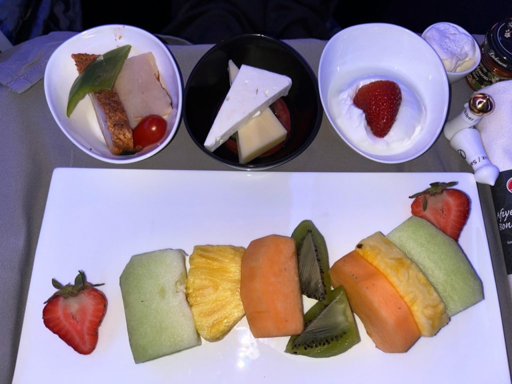 Breakfast Fruit, Cheeses, Yogurt, Turkish Airlines Business Class 
