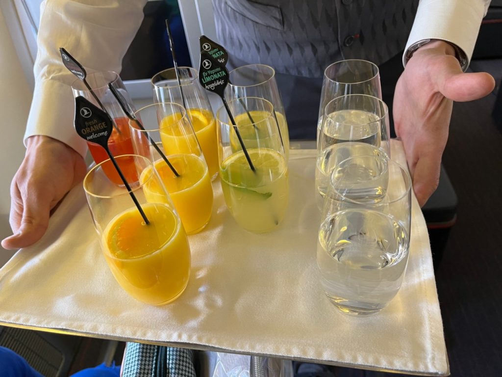 Turkish Airlines Business Class Pre-Flight Drinks