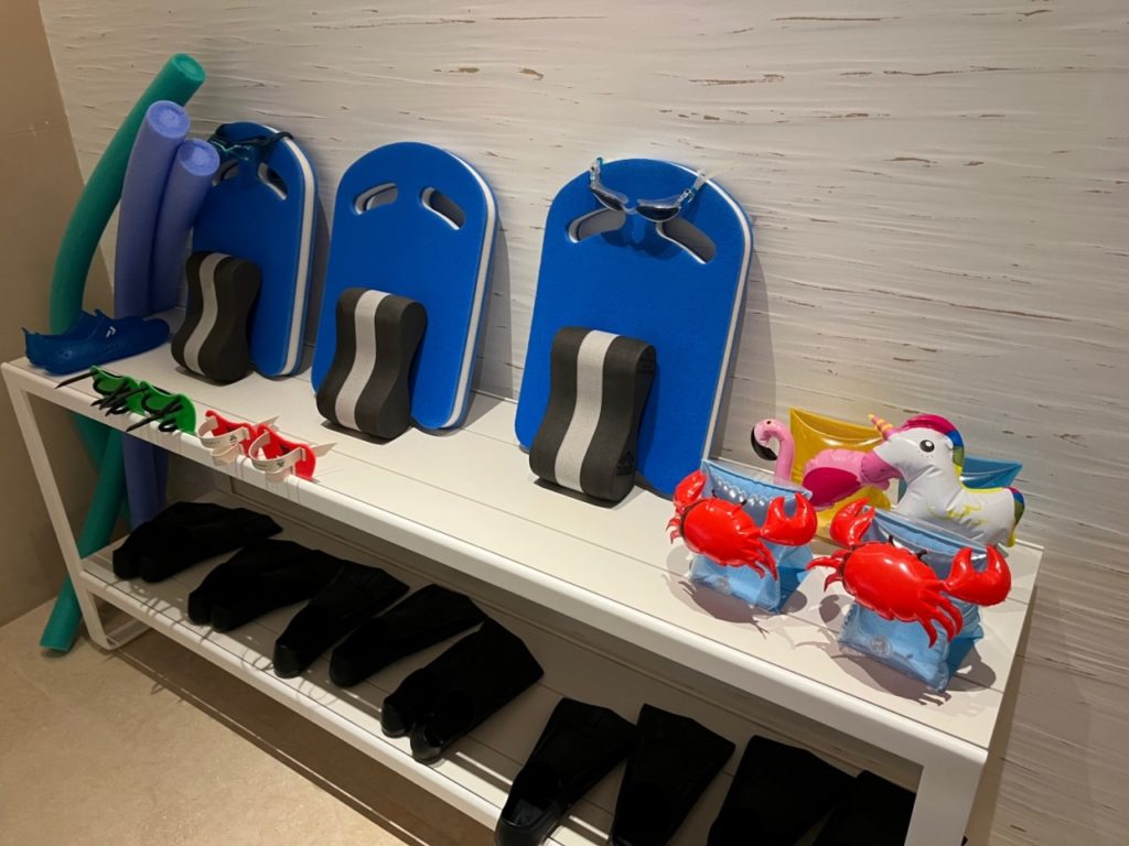 Pool noodles, kick boards, goggles, floaties at Cheval Blanc Paris