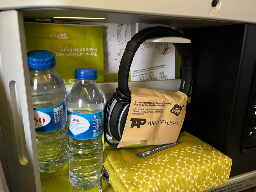 Two Bottles of Water by the Seat, TAP Air Portugal Business Class