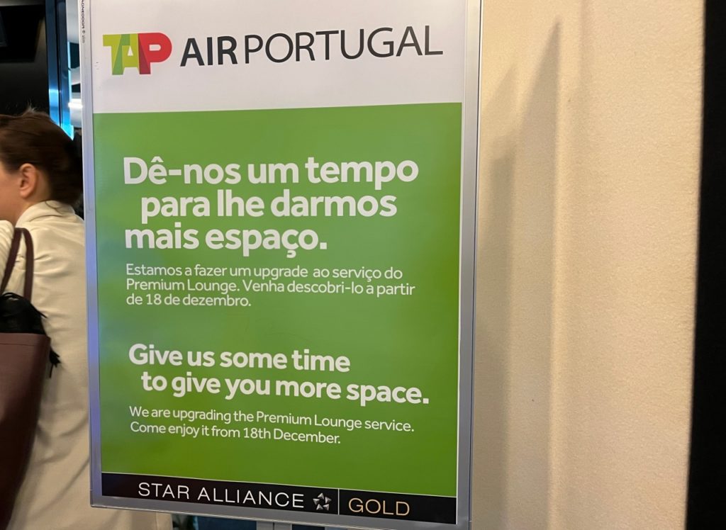 TAP Air Portugal Lisbon Lounge closed until December 18, 2022